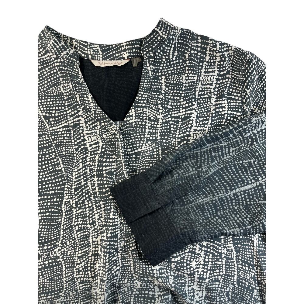 Soft Surroundings Women's L Brigitte Hi Low Tunic Black‎ Gray Ombre Dot Casual